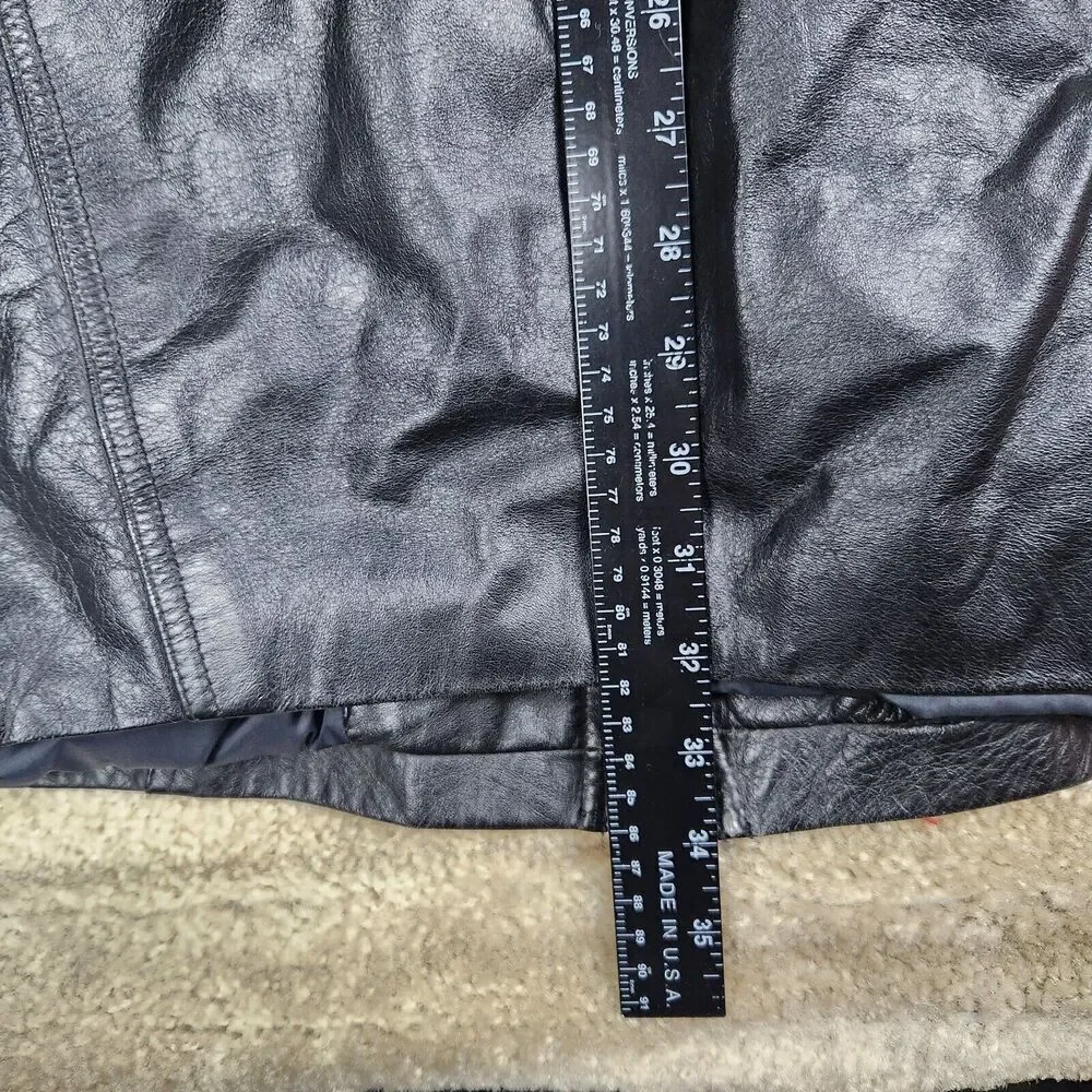 Leather by Wilsons Mens Black Medium Vintage Leather Coat With Pockets Long